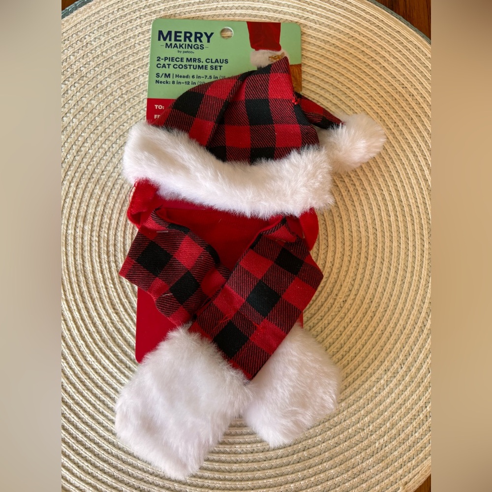 Merry‎ Makings Petco 2-Piece Mrs. Clause Cat Costume Red / Faux Fur Set Size S/M